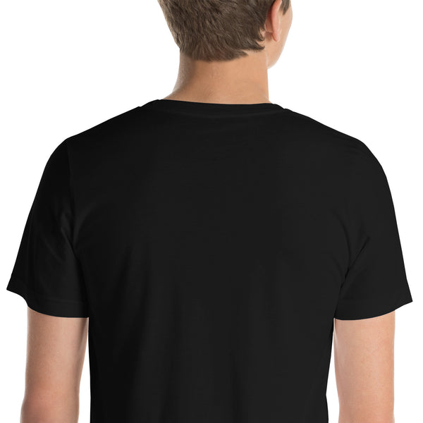 “OPP IT’S A CRIME NOT TO READ A BOOK” RED AND WHITE LOGO ON BLACK (UNISEX T-SHIRT) (Sizes: S-5x)